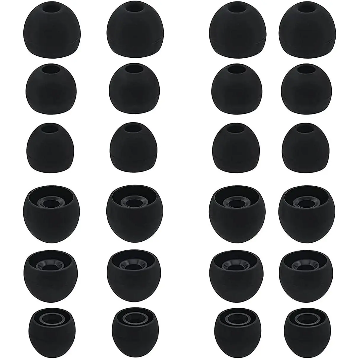 12 Pairs  Replacement Eartips Earbud Ear Buds Tips Compatible with  WF-C700n,WF-1000XM4, WF/MDR/XBA Series and Other 3.8mm to 4.5mm Nozzle Earbuds Earphones, S/M/L Black