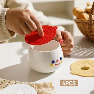 4PCS Universal Silicone Cup Lid Dustproof for Ceramic Glass Mug Tea Cup Storage Bins with Lids
