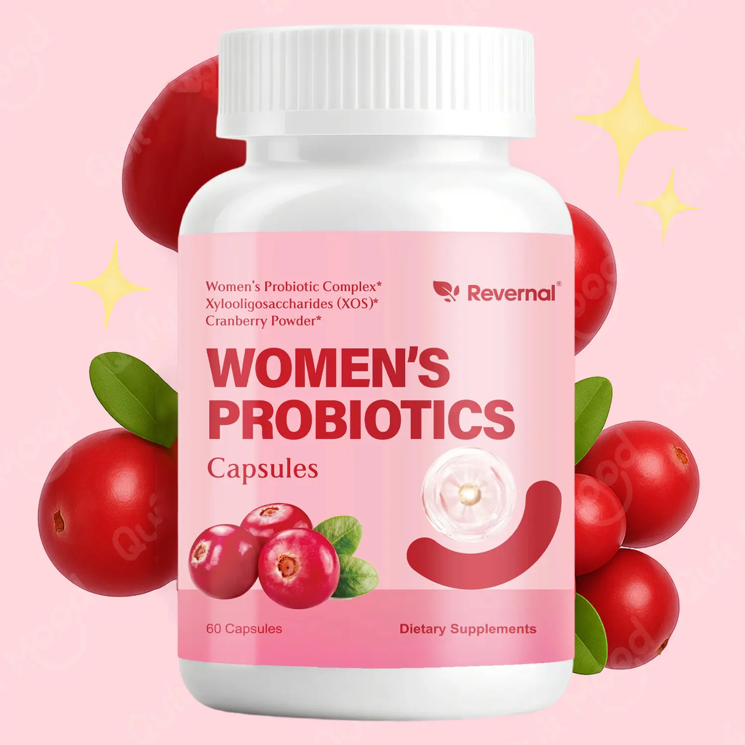 Women’s Probiotic Capsules with Cranberry for Daily Feminine Balance Supports Odor & Freshness 60 Count
