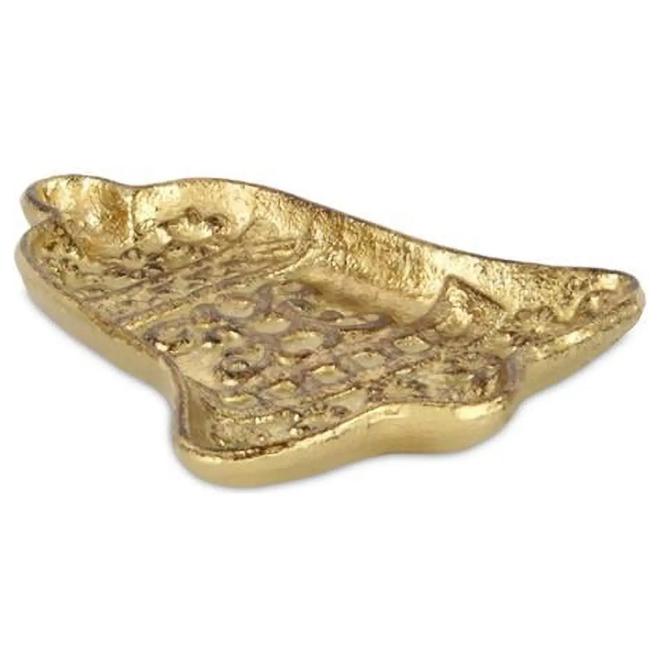 Cheungs 5902GD Cast Iron Bell Shape Christmas Catchall Tray - 5x6.5 in (5" l x 6.5" w x 0.75" h), 2 lbs, Gold Metal Aesthetic Style Plates, Christmas Accents, Kitchenware Cutlery Serving Decor