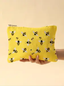 Bee Pattern Makeup Bag, Lightweight Zipper Makeup Organizer, Multifunctional Cosmetic Storage Bag for Toiletries and Accessories, Makeup Pouch, Makeup Travel Bag