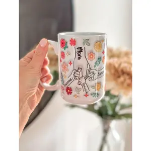Mom Floral Coffee Mug Kids Names Mother's Day Gift from Children