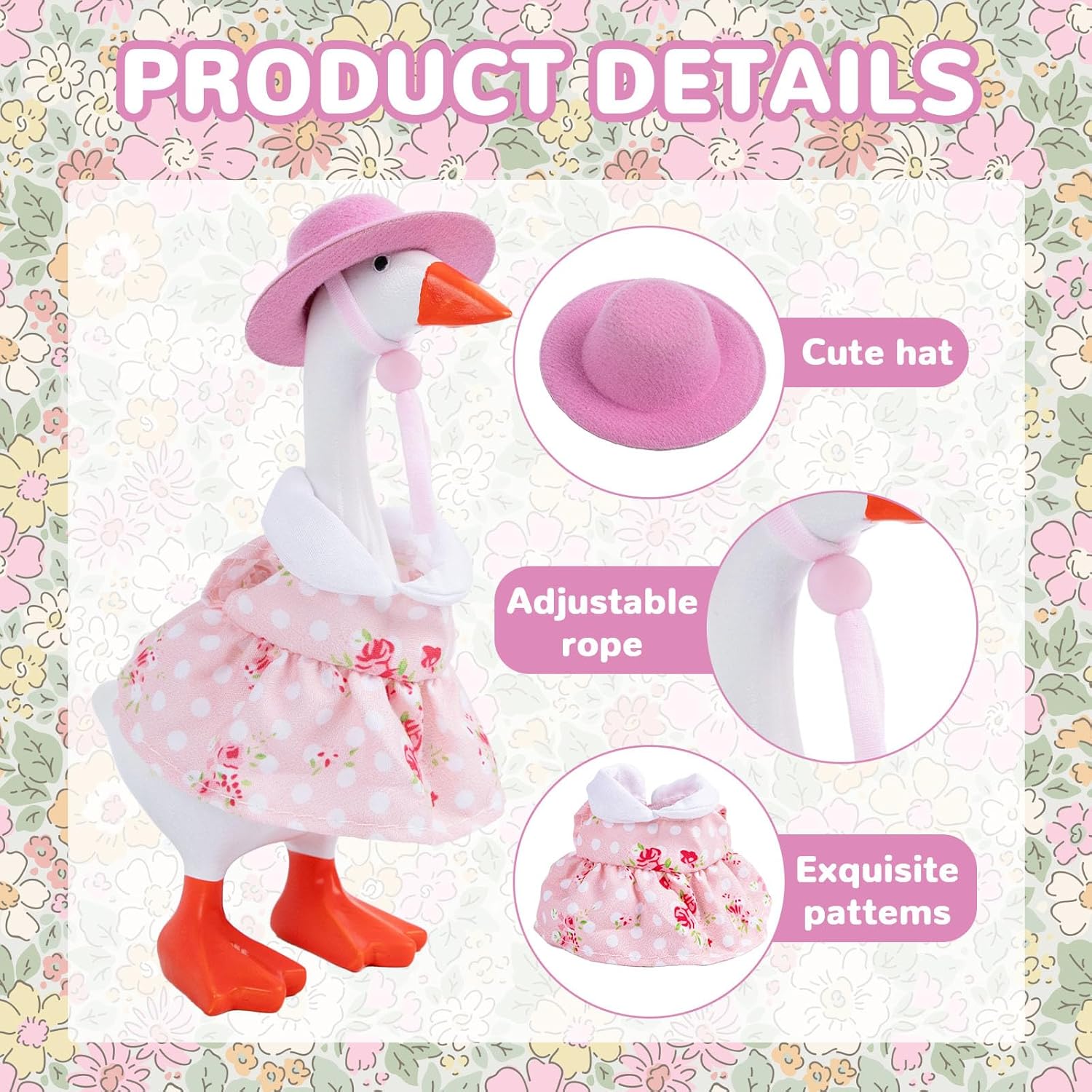 4PCS 7-inch Desktop Goose Outfits: Dresses With Matching Adjustable Felt Hats Lightweight Changing Clothes Designed Specifically for Desktop Goose, Perfect Accessories for Desktop Decoration