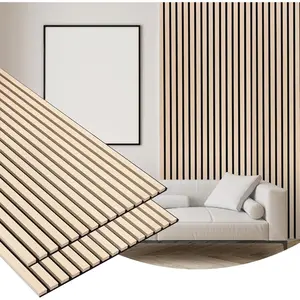 2 Pack  Finish Accent Wall Panels,  Slat Acoustic Paneling for Recording Studio, Office, Living Room Interior Decoration ( Oak, 48"L x 24"W)