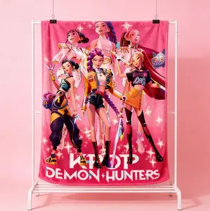 KPOP Demon Hunters Soft Flannel Blanket – Cozy Throw for Sofa/Bed, Perfect Gift for K-Pop Fans comfortable warm napping throw anime design Plush daughter cooling  cooling lola blankets code Chrome Cross Heart grounding  r34 Cartoon Snorlax bath