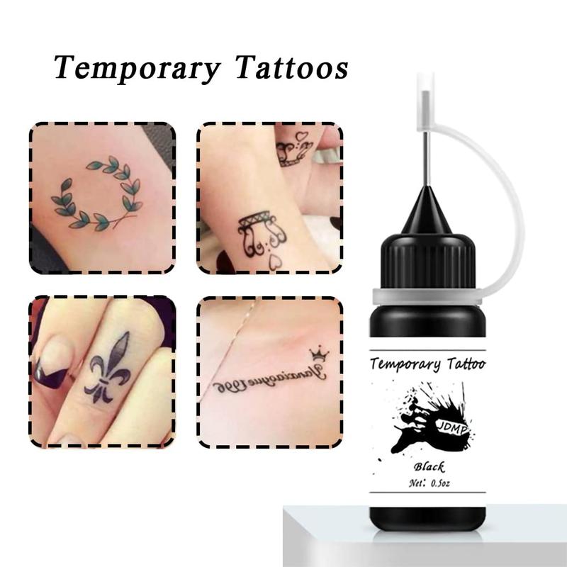 Temporary Tattoo Kits, Semi Permanent Tattoo Jagua Freehand Ink with 84 Adhesive Stencils, 4 Bottles Black Tattoo Ink Kit Inkbox DIY for Women Men Body Art Painting Makeup Pigment Cosmetic