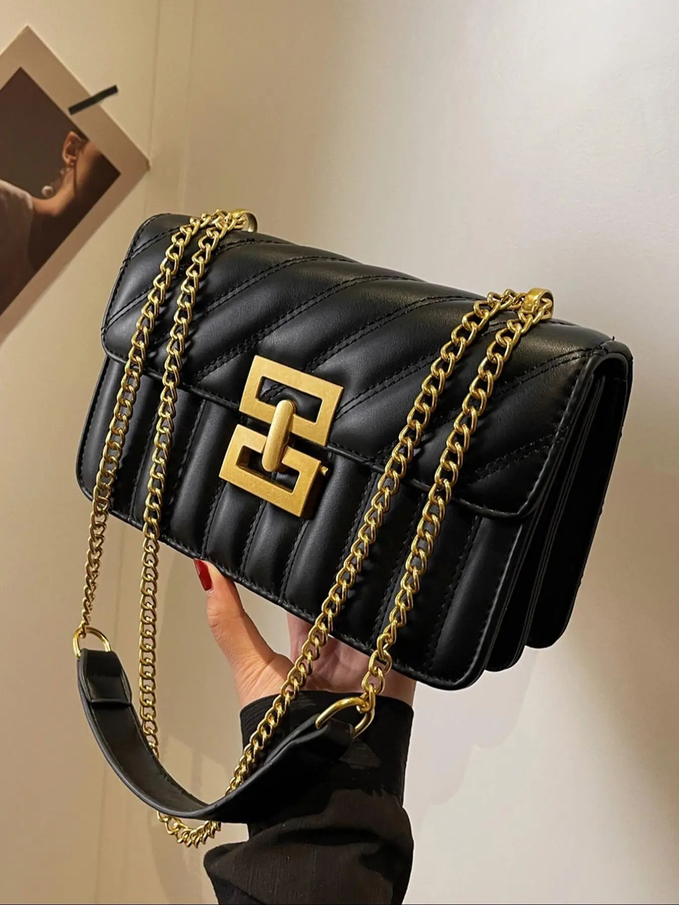 Women's Fashion Chain Strap Crossbody Bag, Casual Versatile Shoulder Bag for Daily Travel Work Commute, Trendy All-match Commuter Bag, Girl Fashionabl