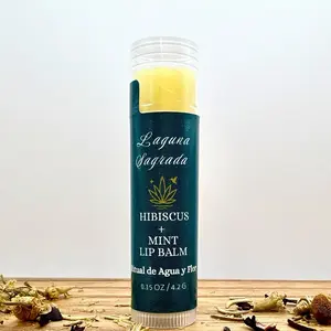 Laguna Sagrada Hibiscus and Mint Lip Balm - 0.15 oz / 4.2 g - Natural Lip Care for Soft and Hydrated Lips