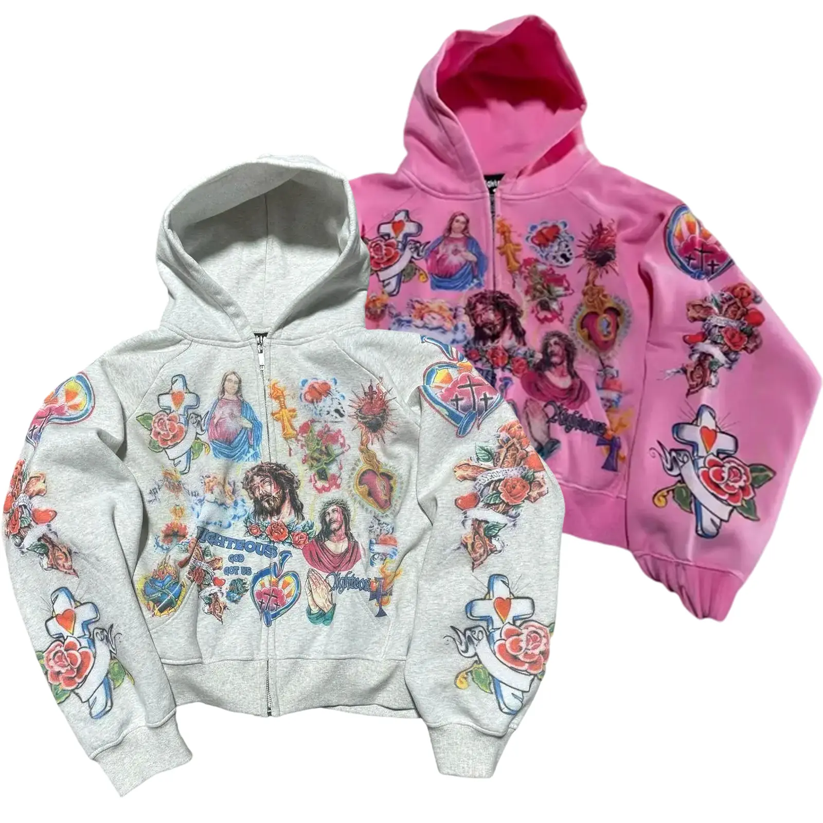 Jesus Printed Hoodie Pullovers Sweatshirt Women's Y2K Harajuku Loose Versatile Sweatshirt Retro Gothic Rock style