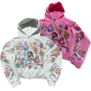 Jesus Printed Hoodie Pullovers Sweatshirt Women's Y2K Harajuku Loose Versatile Sweatshirt Retro Gothic Rock style
