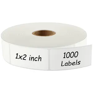 MaxGear Laminated Write-On Removable Freezer Labels, 1000 pcs 1x2 in Waterproof Oil-Resistant No-Residue Stickers, 1 Roll for Food Containers, Pantry Jars