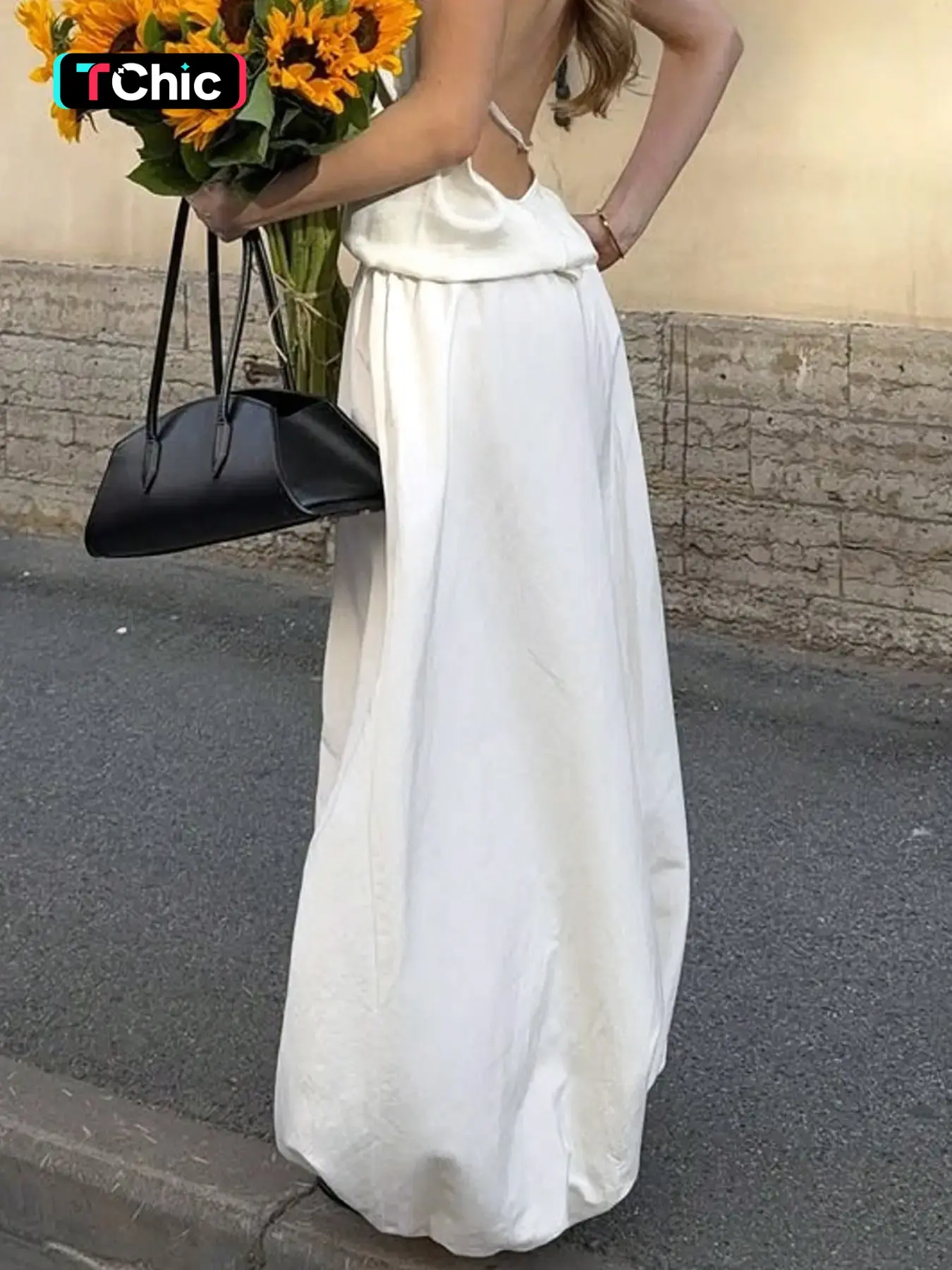 White Elastic High Waist Wide Leg Pants Women Loose Fit Bubble Hem Trousers Casual Streetwear Summer Going Out Bottom Elegant Chic Flowy Balloon Pants Fashion Casual Minimalist Pants Casual Fashion Bottoms