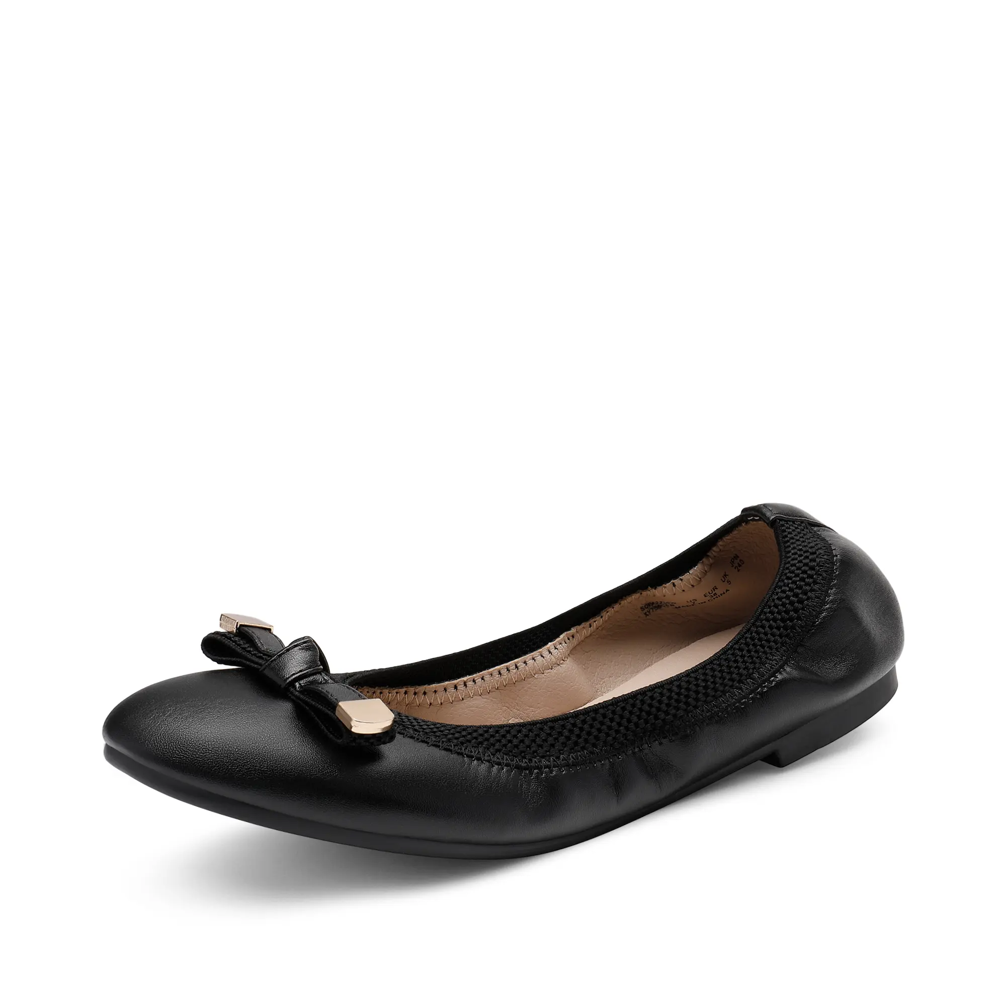 Dream Pairs Women's Faux-Leather Ballet Flats, Cushioned Slip On Round Toe Casual Shoes with Bow, Foldable & Slip-Resistant Design, Casual Flats, Footwear, Smooth Pu, Resilient Latex, Snug Fit, All Seasons, Ballet Shoes, Walking Shoes