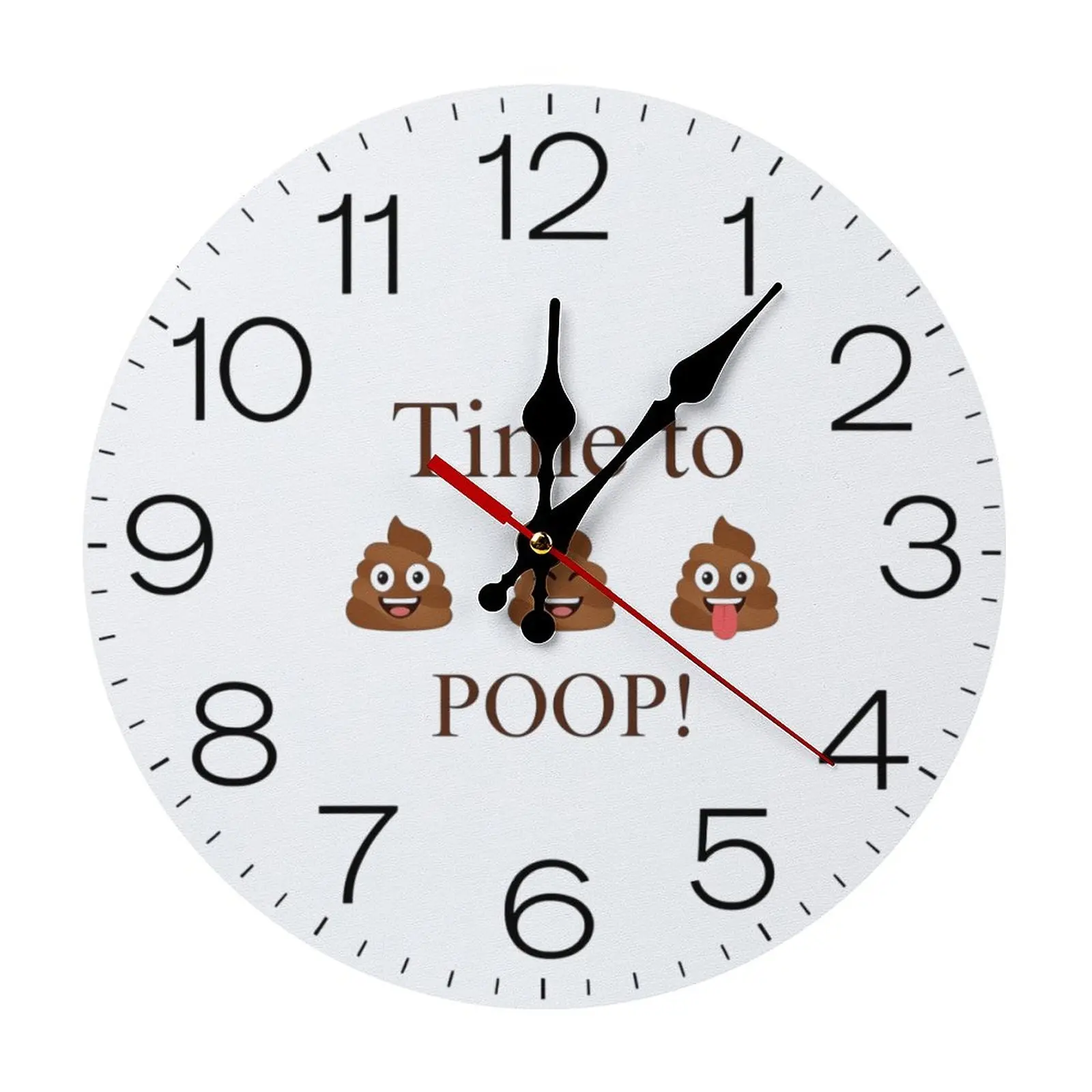 Funny Cartoon Emoji Quote Wall Clock, 10 Inch Silent Non Ticking Round Wooden Clock, Lightweight Easy Mount Hanging Clock, Playful Decor For Bathroom Bedroom Den, Humorous Gift For Friends Family Viral Home Wall Decor