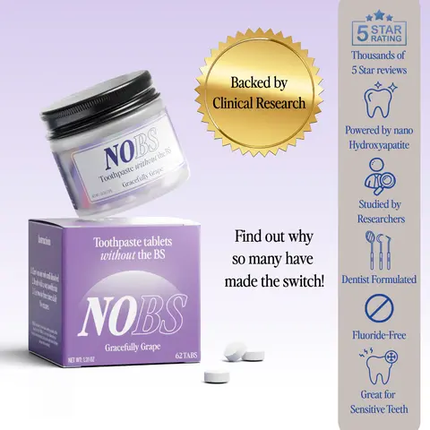 NOBS Toothpaste Tablets (Gracefully Grape) Fluoride-Free Organic Mint Oral Hygiene Essentials *No Plastic*