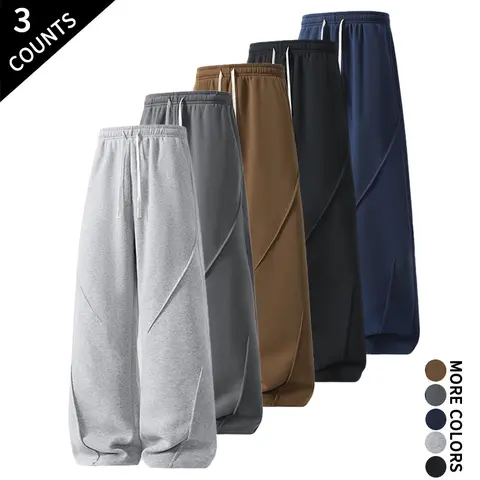 Men's Baggy Sweatpants, Casual Streetwear Loose Wide-Leg Trousers for Daily Hangout, Jogging and Weekend Outing,medium