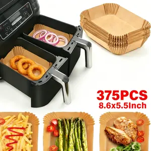 Bulk pack rectangular air fryer pads, 8.6x5.5 long fryer inner mats, unbleached heat resistant liners, easy release rectangular paper for air fry roasting food