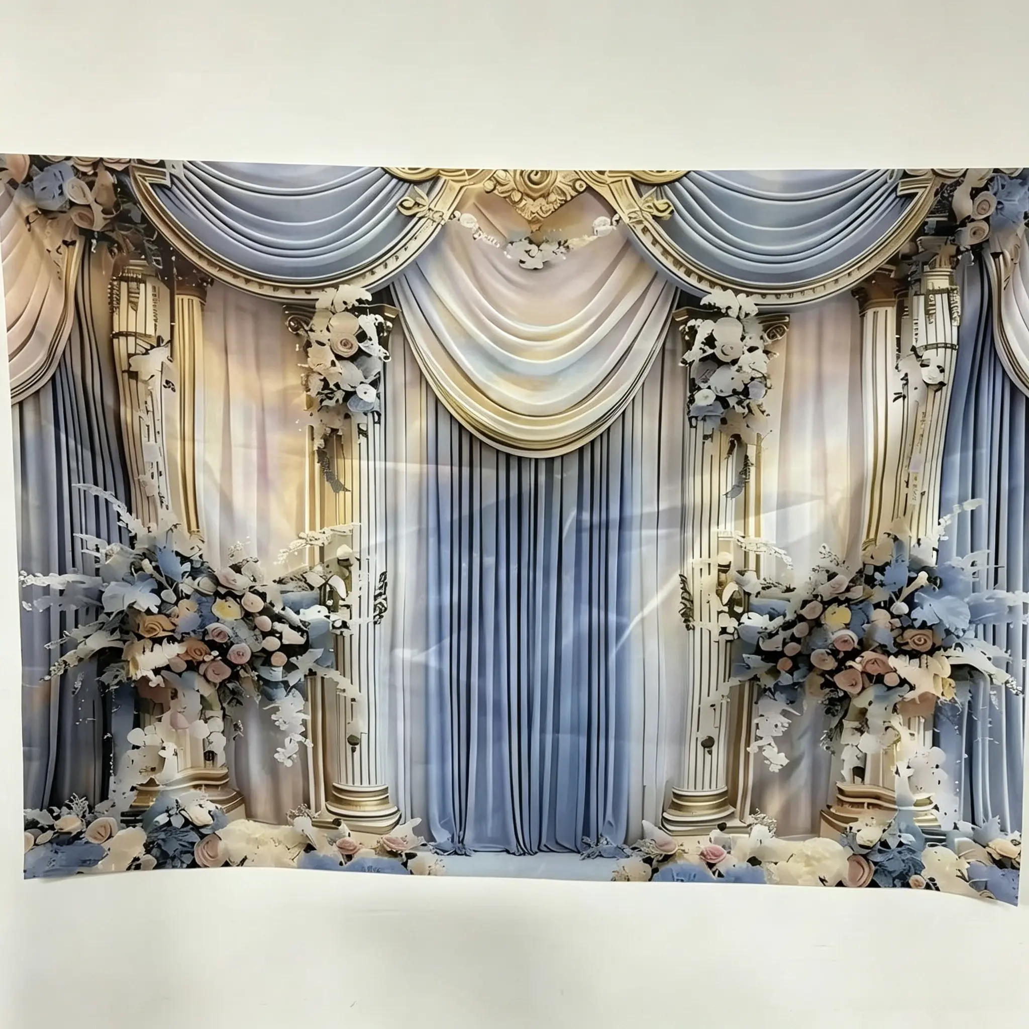 Wedding Backdrop, Polyester Backdrop, Photo Backdrops, Floral & Castle Pattern Wedding Background Banner, Wall Decoration, Photography Background, Birthday Background, Anniversary Commemoration, Flower, Party Decoration Supplies