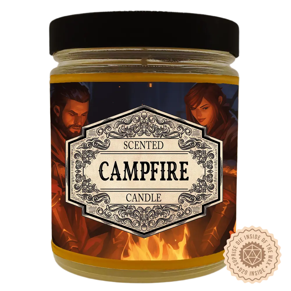 Scented Candle Campfire with Surprise D20 Dice (Amazon)