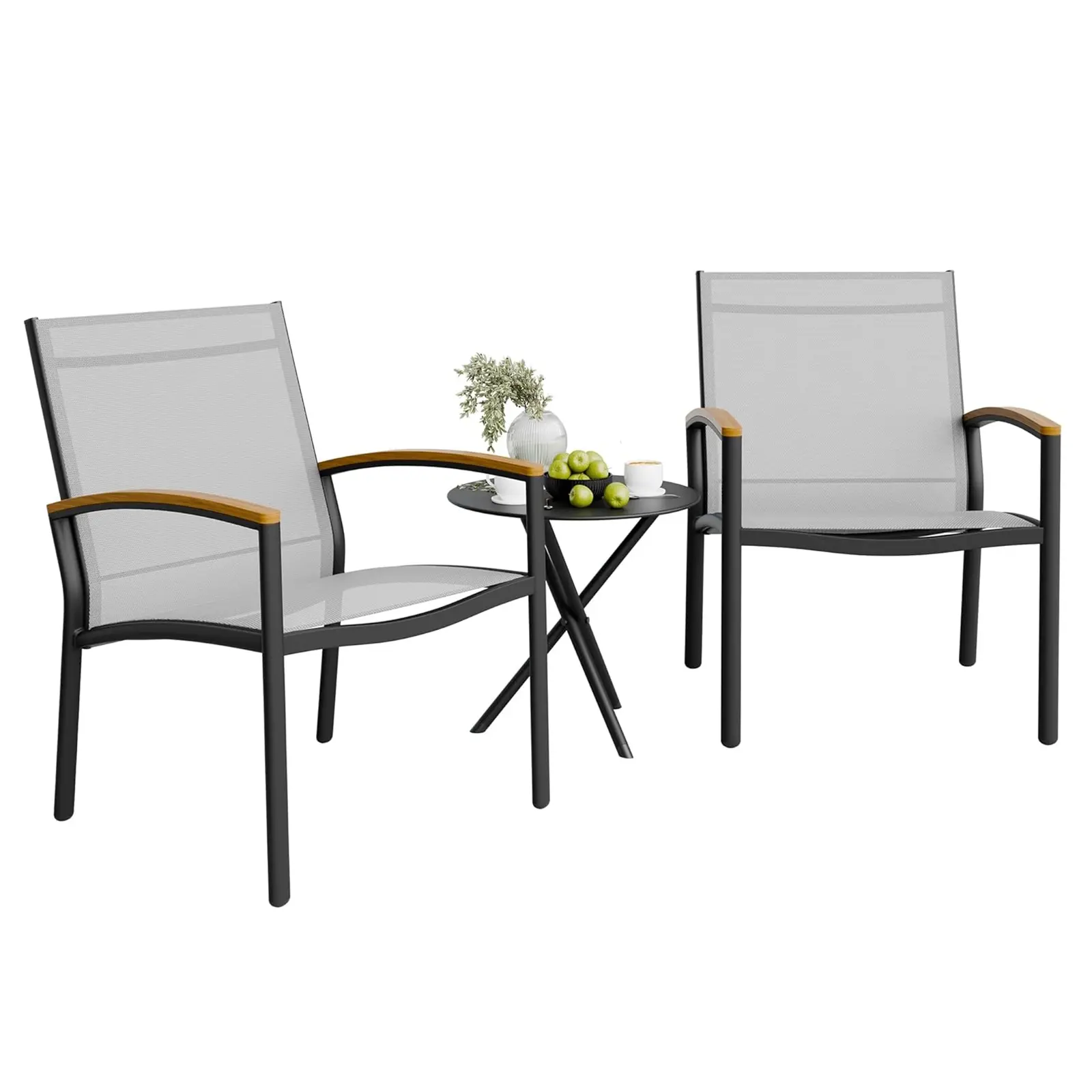 3 Pieces Outdoor Patio Bistro Sets, Textilene Fabric Conversation Small Furniture Set for Lawn,Garden,Balcony
