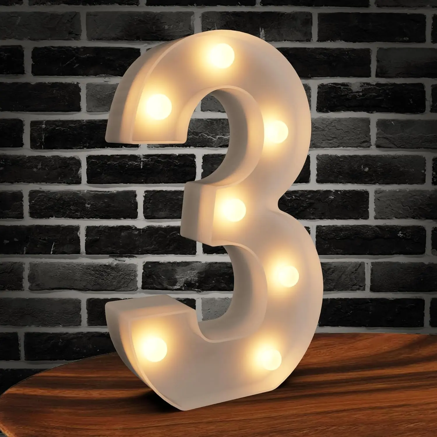 Marquee Numbers Light up Numbers, 0-9 Number   LED Light, White Plastic Numbers Sign for 3rd Birthday Decorations, Number Decor for Graduation Engagement Wedding Birthday (Number 3)
