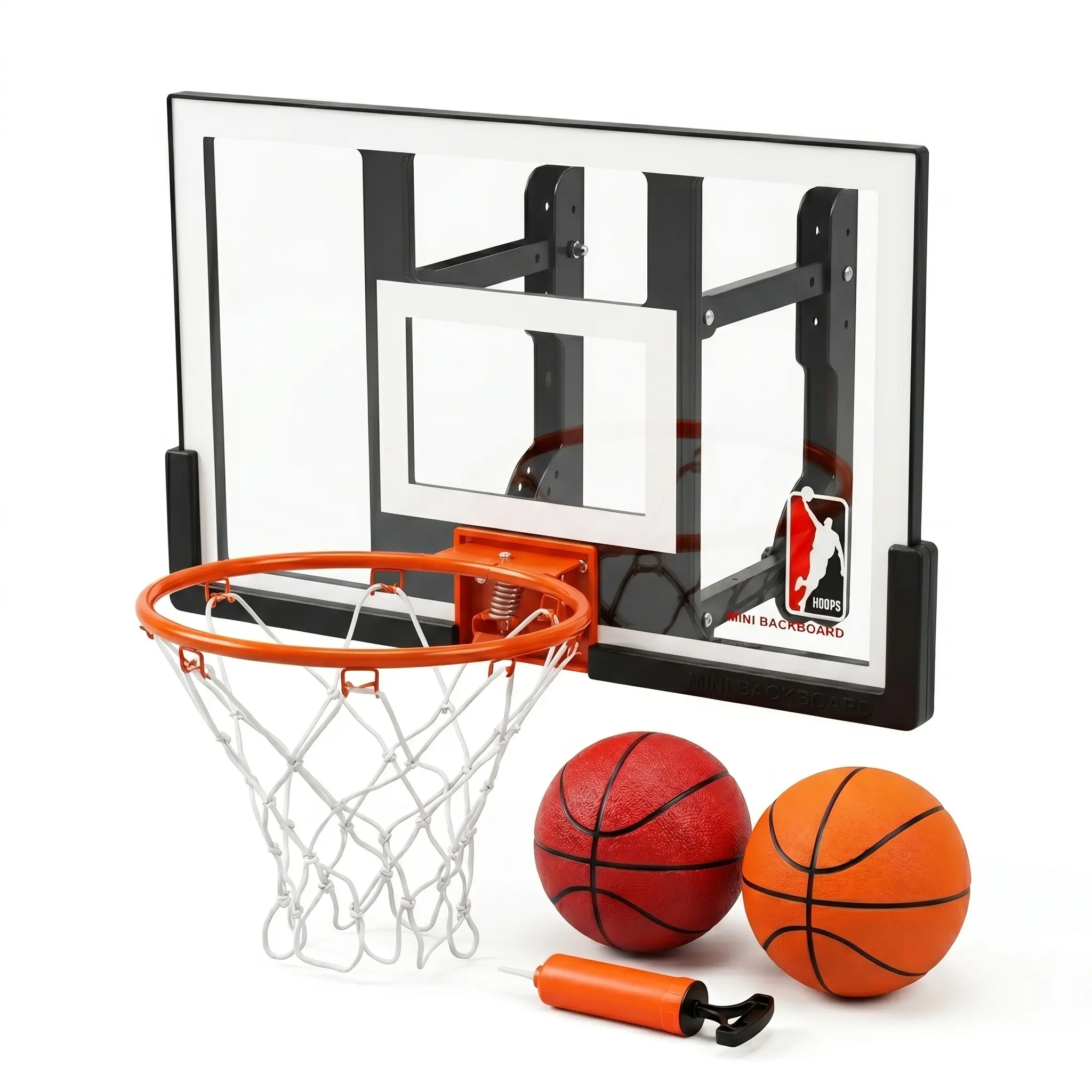 Efficraft Wall Mount Mini Basketball Hoop Set, Adjustable Indoor with Ball | 7-Level Height Adjust, Quiet and Bounce Balls, Shatter Resistant Backboard, Metal Rim&Bracket, for Bedroom Playroom Basement