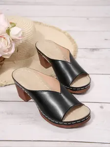 Women's Bohemian Stitch 7cm High Heel Slide Sandals - Open Toe, Ultra-Lightweight, Comfortable, Non-Slip & Wear-Resistant, Boho Style Slides