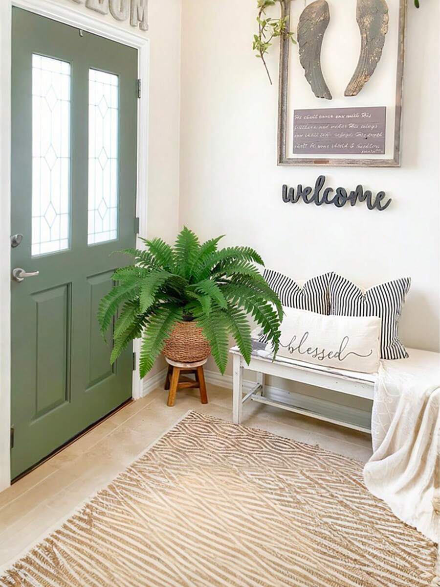 1pc/2pcs Branch Artificial Fern, 21 Inch Artificial Boston Fern, Artificial Green Plant, Long-Term Storage, Suitable For Home, Office, Yard, Garden Indoor And Outdoor Decoration 1 Pack, Home Decor