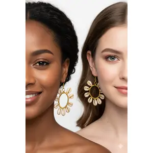 Large seashell gold hooped earrings