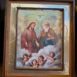 La Divina Providencia Religious Decorative Artwork with Angels and Saints in Framed Design