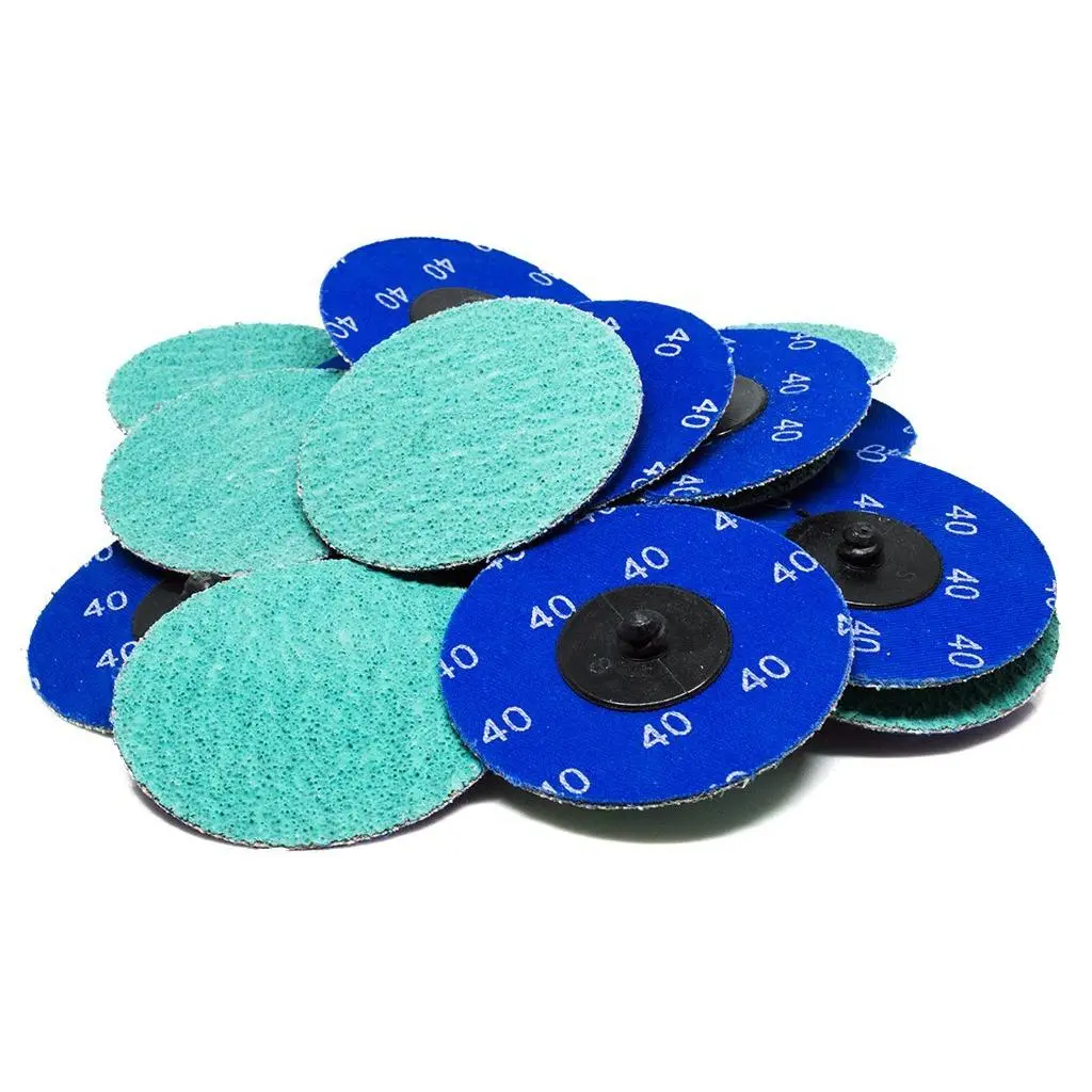 3 Inch Sanding Discs Quick Change Green Zirconia, Male R Type Backing - Drill &   Sanding Disc for Deburring Polishing Rust Remover for Metal (25 Pack) - 24 Grit