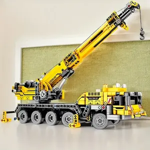 1008pcs City Series Engineering Vehicle Building Blocks Set, Crane and Crane Model, Interlocking Axles, Perfect Gift for Collectors