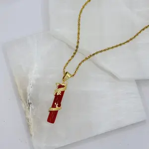 WISE DRAGON RED JADE necklace
