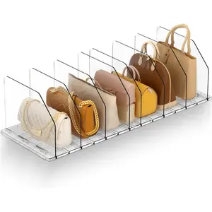 Purse Organizer for Closet, Adjustable Clear Handbag Storage Holder, Acrylic Purse Organizer for Closet Organization, Shelf Divider, Perfect for Bedroom, Living Room, Home