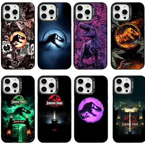 Neon Dinosaur Vibe Jurassic Park Art Phone Case for iPhone 17 Pro Max Air 16 Pro 15 14 Plus 13 12 11 and Samsung S26-S23 Plus Ultra Stylish Gift for Teens