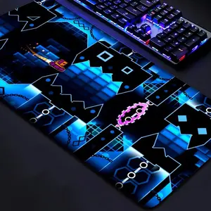 Geometry Dash Gaming Mouse Pad 80×30cm, Anime Non-Slip Desk Mat, CSGO Keyboard Accessory for PC & Laptop Gamers