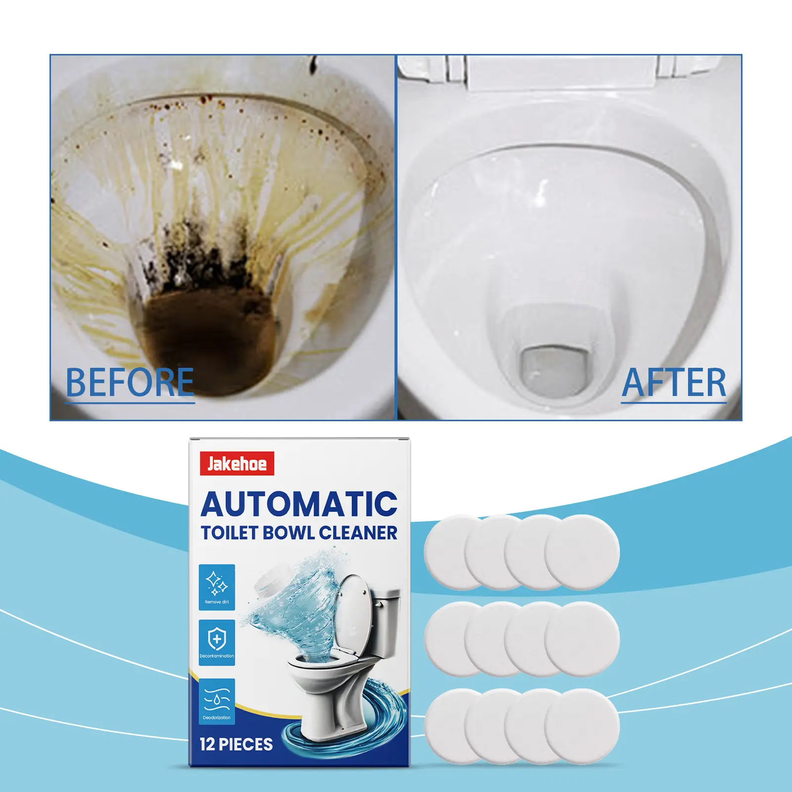 JAKEHOE Automatic Toilet Bowl Cleaner - Powerful Deodorization Tool with Long-Lasting Fragrance for Fresh Bathroom Environment