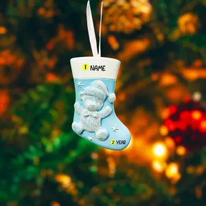 Baby Boy First Christmas Personalized Ornament | Holiday Stocking | Raised 3D Ornament