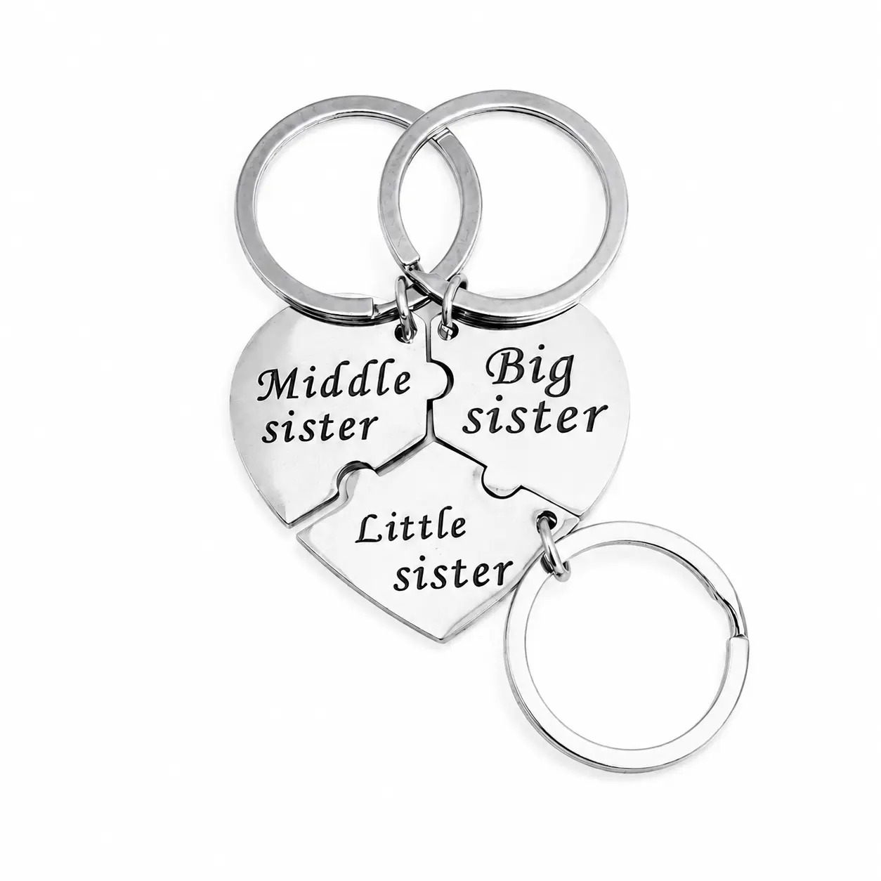 Set of 3 Matching Sibling Keychains - Sweet Sister Gifts from Sisters & Sisters-in-Law | Big Sister & Little Sister Gift for Girls | Ideal for Christmas, Wedding, Birthday & Mother's Day Presents