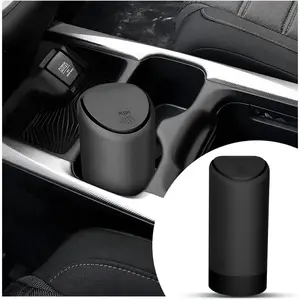 Trash Can, Mini  Auto Garbage Container with Lid,  Leakproof Portable Trash Dustbin,  Rubbish Bins for Automotive, , Office, Kitchen, Bedroom (Black)