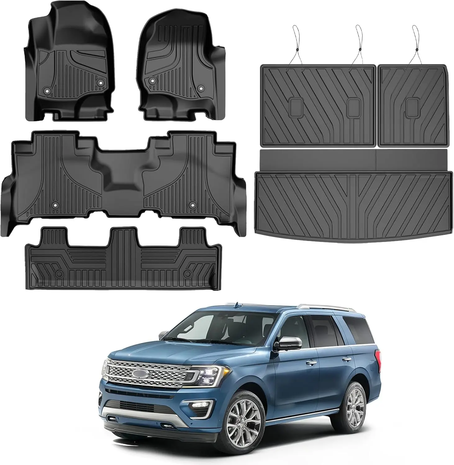 For Ford Expedition 2018-2024 Floor Mats  (Not for Max) - Automotive  All Weather Protection Mat Include 1st & 2nd & 3rd Row Liner Black Vehicle Accessories Interior Accessories Car Accessories