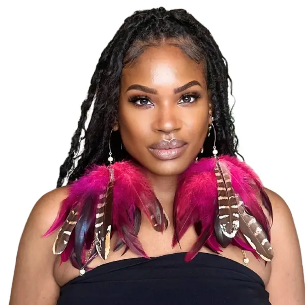 SWAY Fuchsia Feather Earrings