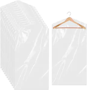 20-Pack Clear Plastic Hanging Garment Bags, 60x90cm Dust-Proof Clothes Covers for Home Storage, Travel (Home Supplies, Dust Covers)
