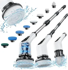 Electric Spin Scrubber Cordless Cleaning Brush with 8 Replaceable Brush Heads Tub Floor Tile 360 Power Scrubber Dual Speed Adjustable & Powerful Detachable Handle for Bathroom Kitchen Car