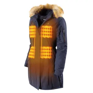 Terra Womens Heated Parka with Faux Fabric, Drawstring Closure, and Graphic Design, Ideal for Cold Weather Wear