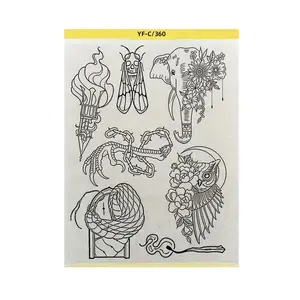 Pre-Drawn Tattoo Transfer Paper Roll, Pre-Drawn Patterned Tattoo Stencil Sheet, Ideal for Temporary Tattoos & Body Art Designs