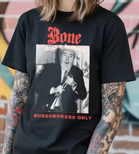 Bone Thugs-n-Harmony / Budd Dwyer "Budsmokers Only" Mash-Up Shirt Parody Hip-Hop graphic tees vintage rap