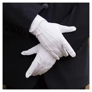 1 Pair of Men'S White Gloves - Soft Polyester Formal Gloves for Tuxedos, Honor Guards, Parades, Dance Performances, and Magic Shows - Elegant Solid Color, Size 9.45x3.54 Inches, Smooth Texture, Easy to Wear, Parade Accessories, Performance