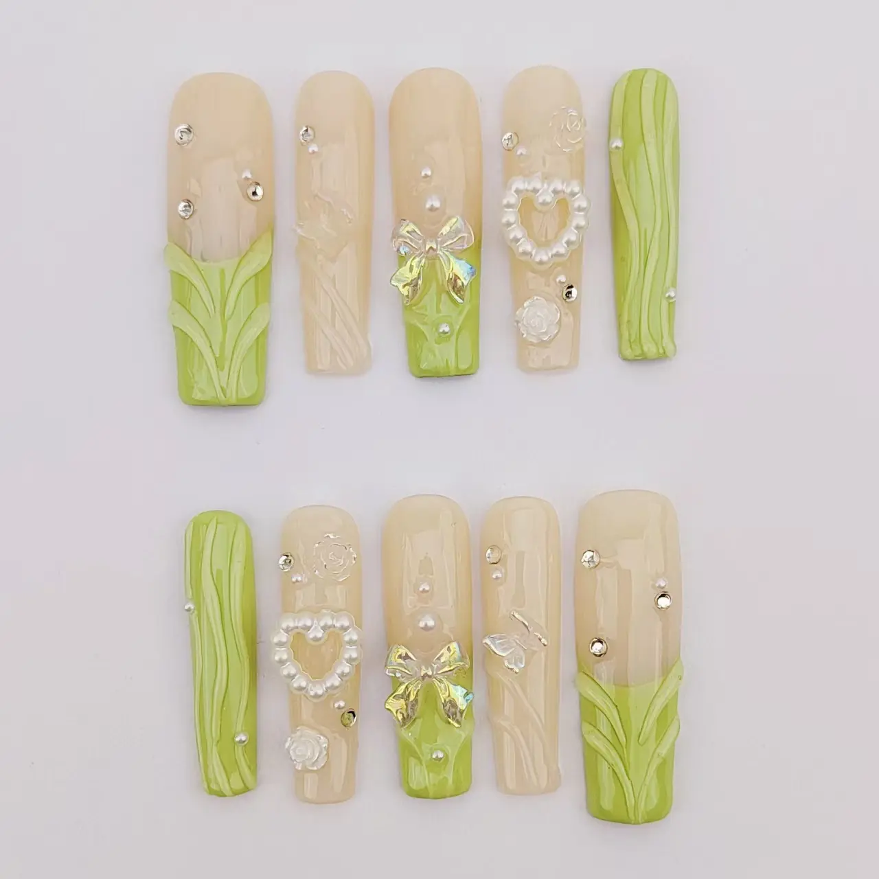 i Nail HYPNOSIS BLOOM Collections 10PCS Handmade Press On Nails Reusable 3D Gel Summer 2025/ Prom