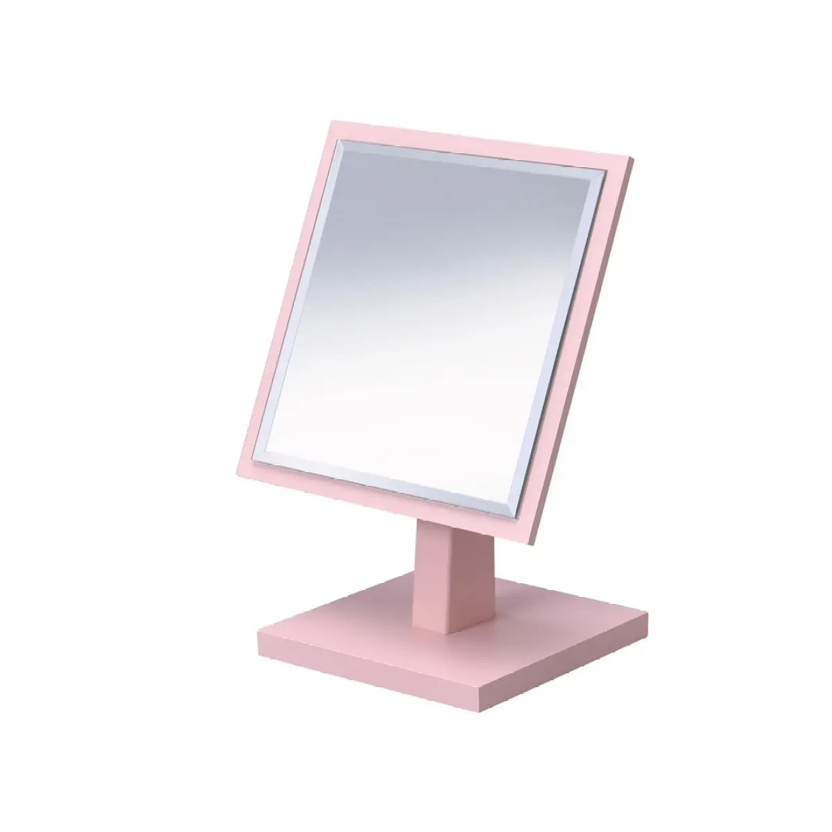 9.5" Tall Polyresin and Wood Make-Up Mirror on a Pedestal, Pastel Pink finish